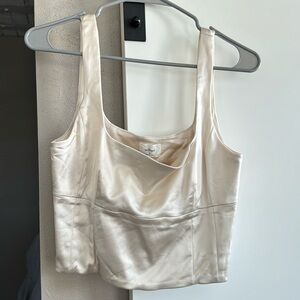 Cream silk tank top from aritzia